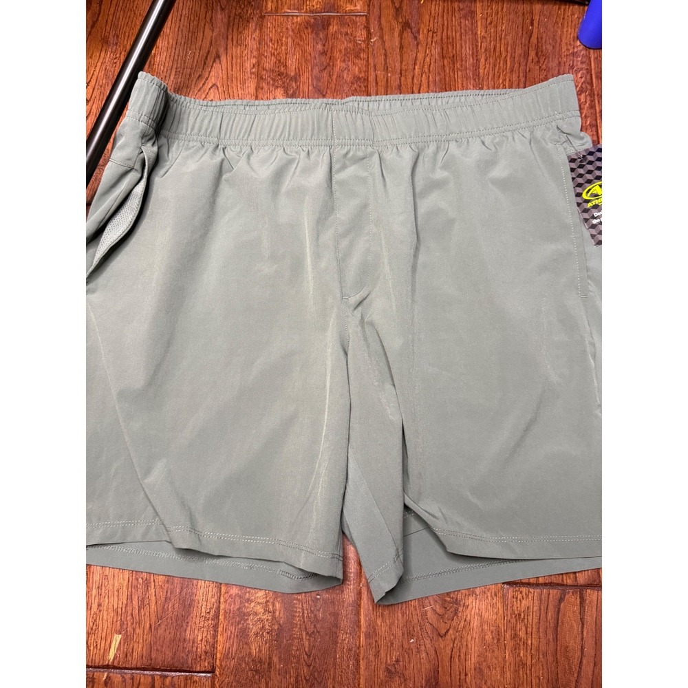 Athletic Works DriWorks Performance Shorts Green Elastic Waist Zip Pocket XL